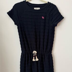 Abercrombie Kids Girls Navy Textured Dress size 15/16 | Stretch Waist Casual